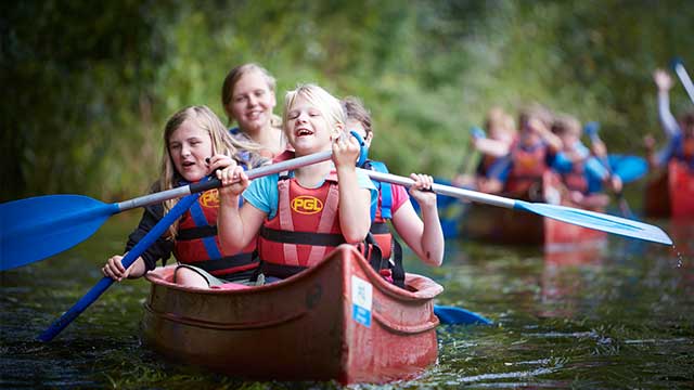 Girls in a canoe